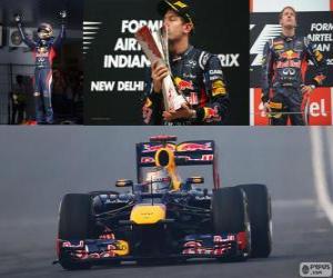 пазл Себастьян Феттель празднует свою победу в Гран-при Индии 2012